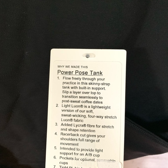 NWT lululemon power pose tank black top shelf bra - Picture 4 of 6